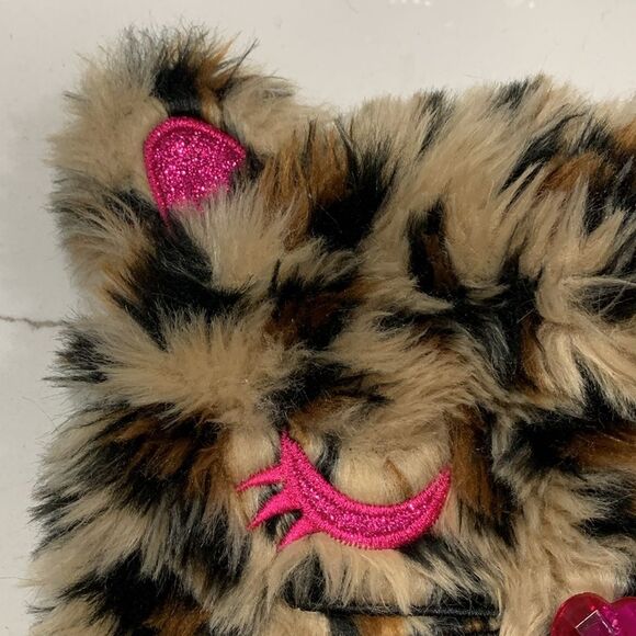 Mystic | Leopard Faux Fur Fleece Girls Winter Hat with Poms Cap - Picture 3 of 8